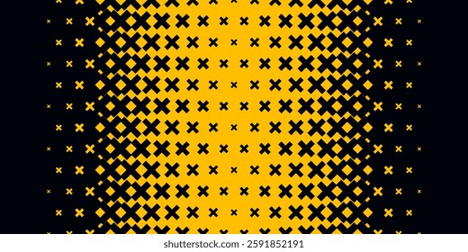 Abstract geometric background with crosses. Contrasting dynamic transition for wrapping sports cars. Vector pattern for race car livery, rally. Geometric design with black yellow gradient.
