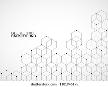 Abstract geometric background with cubes. Geometrical concept with lines and points. Vector illustration. Eps 10