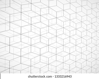 Abstract geometric background with cubes. Geometrical concept with lines and points. Vector illustration. Eps 10