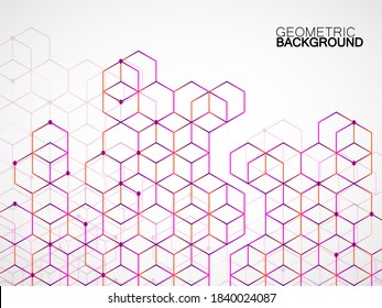 Abstrakter geometrischer Hintergrund mit Würfeln. Geometrisches Konzept mit Linien und Punkten