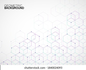 Resumen del fondo geométrico con cubos. Concepto geométrico con líneas y puntos