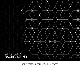 Abstract geometric background with cubes. Geometrical concept with lines and points