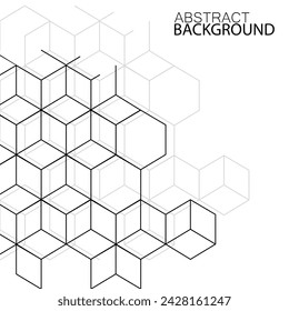 Abstract geometric background with cubes. Geometrical concept with lines and points. Vector illustration