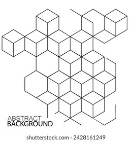 Abstract geometric background with cubes. Geometrical concept with lines and points. Vector illustration
