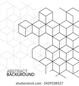 Abstract geometric background with cubes. Geometrical concept with lines and points. Vector illustration