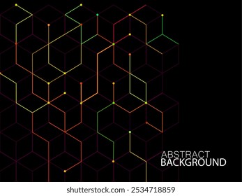 Abstract geometric background with cubes. Geometrical technology concept with lines and points