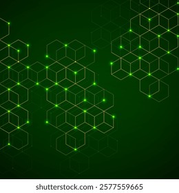 Abstract geometric background with cubes. Geometrical concept with lines and points. Cube cell. Vector illustration