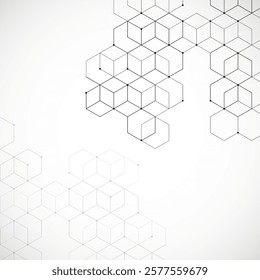 Abstract geometric background with cubes. Geometrical concept with lines and points. Cube cell. Vector illustration