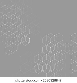 Abstract geometric background with cubes. Geometrical concept with lines and points. Cube cell. Vector illustration
