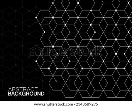 Abstract geometric background with cubes. Geometrical concept with lines and points