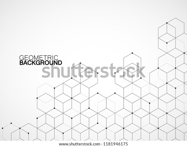 キューブと抽象的な幾何学的な背景 線と点を持つ幾何学的コンセプト ベクターイラスト Eps10 のベクター画像素材 ロイヤリティフリー