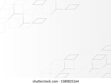 Abstract geometric background with cubes. Modern technology isometric grid structure. Abstraction with lines and points. Vector illustration. Eps 10.