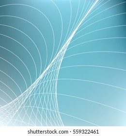 Abstract geometric background. Curves diverging fine lines in perspective. Modern technology