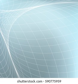 Abstract geometric background. Curves diverging fine lines in perspective. Modern technology