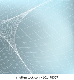 Abstract geometric background. Curves diverging fine lines in perspective. Modern technology