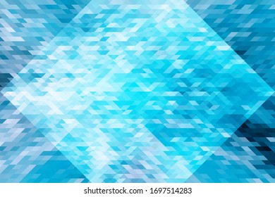 Abstract geometric background. Dark and light blue digital mosaic backdrop. Low poly abstraction screen size. Trendy vector background for website or cover. Polygonal banner template in cold colors