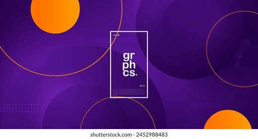 Abstract geometric background with dark purple color design background. Colorful orange circle pattern element. Eps10 vector