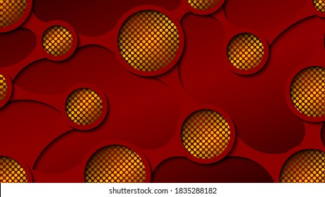 Abstract geometric background in dark red colors. Circles with smooth transitions between themselves.