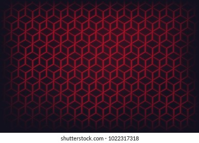 Abstract geometric background decorative with red neon light, vector illustration