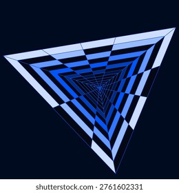 Abstract geometric background depicting a deep receding tunnel made of layered blue triangles. Great for architectural, corporate, or technology themes