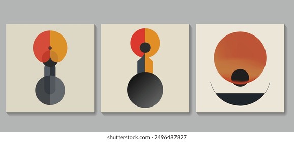 Abstract geometric background design collection for wall decoration, postcard or brochure cover design. Minimalist geometric design with simple shapes and elements. Modern artistic vector