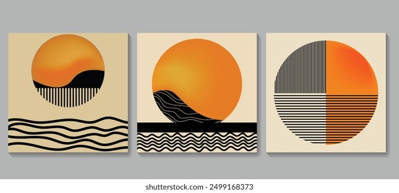 Abstract geometric background design collection for wall decoration, postcard or brochure cover design. Minimalist geometric design with simple shapes and elements. Modern artistic vector