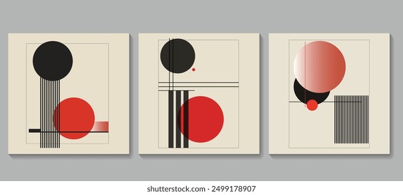 Abstract geometric background design collection for wall decoration, postcard or brochure cover design. Minimalist geometric design with simple shapes and elements. Modern artistic vector