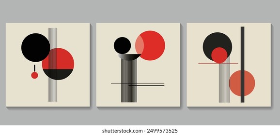 Abstract geometric background design collection for wall decoration, postcard or brochure cover design. Minimalist geometric design with simple shapes and elements. Modern artistic vector