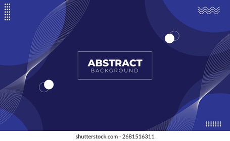 Abstractas diseño geométrico de fondo en tonos azul oscuro y púrpura con líneas onduladas modernas, Formas circulares y Elementos decorativos mínimos. Perfecto para presentaciones, Anuncios, carteles.