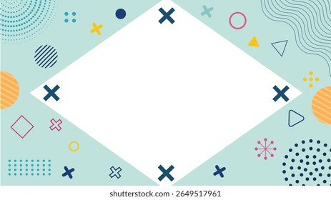 Abstract geometric background design featuring a diamond and colorful shapes