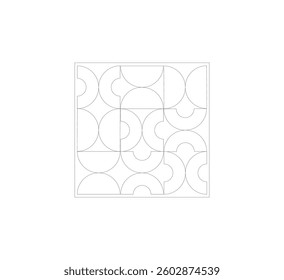 Abstract Geometric background design image half circle. Modern minimalist design, printable poster, banner, template concept design. Vector illustration, white background
