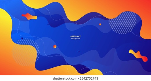 Abstract geometric background design in orange and blue. Creative banner design with liquid wave shape and liquid lines as template. Simple background design. Eps10