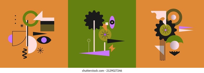 Abstract geometric background. Design poster with the flat figures. A stylish template for further creativity.