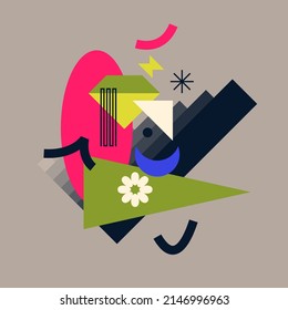 Abstract geometric background. Design poster with the flat figures. A stylish template for further creativity.