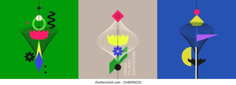 Abstrakter geometrischer Hintergrund. Design Poster mit den flachen Figuren. Eine stilvolle Vorlage für weitere Kreativität.