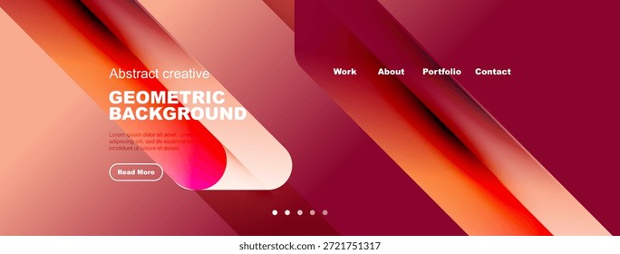Abstractas diseño de fondo geométrico. Los tonos rojos y naranjas dominan, con Elementos de texto, opciones de navegación presentes. Estética moderna.