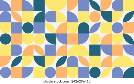Abstract geometric background design in retro style. Colorful neo geometric vector illustration. Artwork seamless pattern