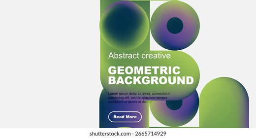 Abstract geometric background design. Vibrant colors, circles, text overlay, modern aesthetic. Simple, clean presentation.