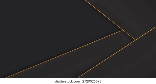 Fundo geométrico abstrato em cinza diagonal com listras douradas. Fundo luxuoso e moderno.