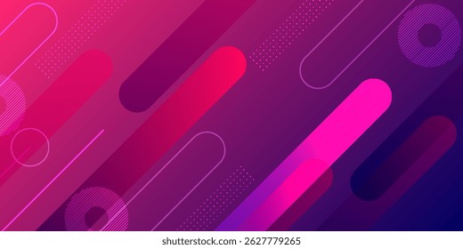 Fondo geométrico abstracto con Formas diagonales y Gradientes de neón brillantes en rosa, púrpura y azul, perfecto para temas tecnológicos, digitales o futuristas.