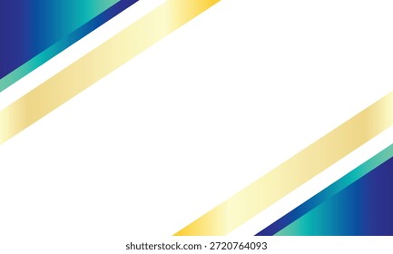 Fondo geométrico Abstractas con espacio blanco diagonal enmarcado por bandas degradadas de azul, verde azulado y oro. Diseño moderno y limpio ideal para el fondo, el Anuncio, la Plantilla o la distribución creativa.