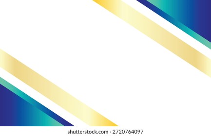 Fondo geométrico Abstractas con espacio blanco diagonal enmarcado por bandas degradadas de azul, verde azulado y oro. Diseño moderno y limpio ideal para el fondo, el Anuncio, la Plantilla o la distribución creativa.
