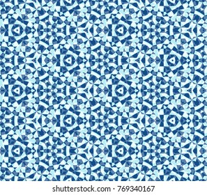 Abstract geometric background, diamond seamless texture, vector crystal pattern in blue colors