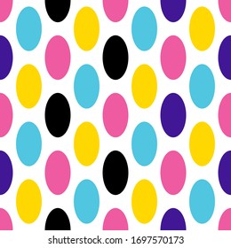 Abstract geometric background with different collor ovals. Vector seamless pattern.