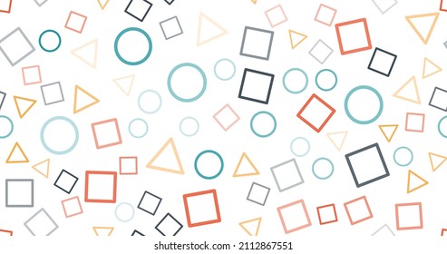 Abstract geometric background with different geometric shapes - triangles, circles, squares. Stock vector illustration.