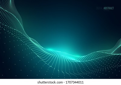 Abstract geometric background with digital landscape or waves. Vector futuristic illustration.