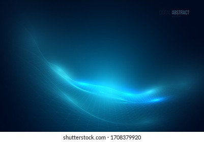 Abstract geometric background with digital landscape or waves. Vector futuristic illustration.