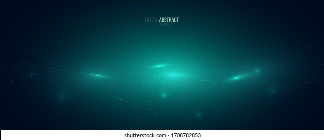 Abstract geometric background with digital landscape or waves. Vector futuristic illustration.
