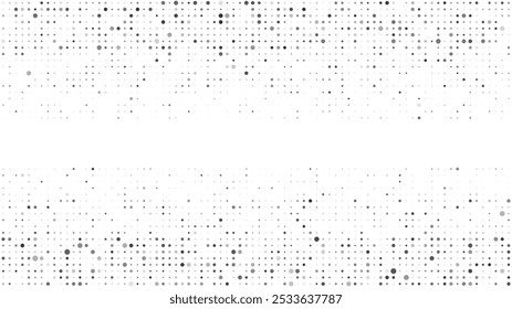 Fondo geométrico Abstractas con puntos. Píxeles grises sobre blanco con espacio vacío. Telón de fondo de negocios digitales. Ilustración vectorial