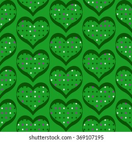 Abstract geometric background with dotted hearts. Hipster trendy graphic design.Seamless pattern. Good for Valentine's Day cards and other design.